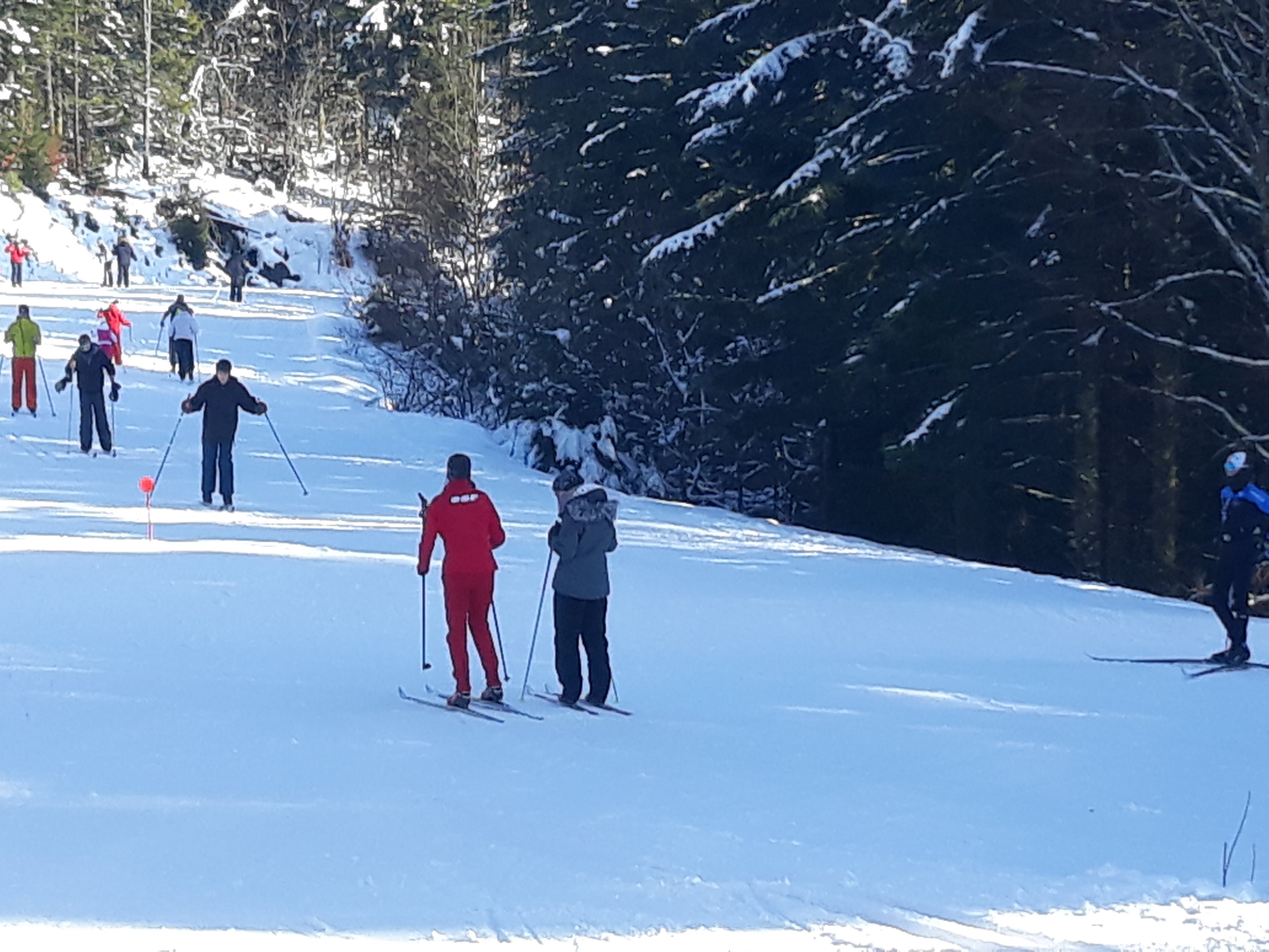 Skieurs sur une piste